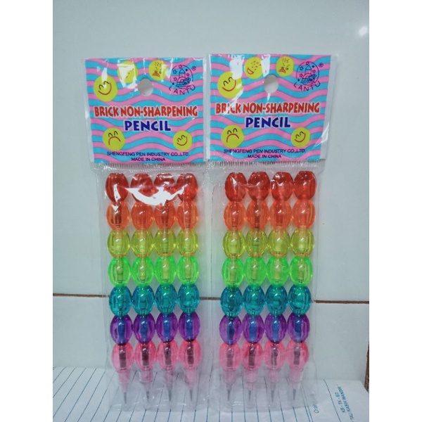 

pensil Lantu/pensil cabut model sate warna warni 7 tingkat, 1pack isi 4pcs