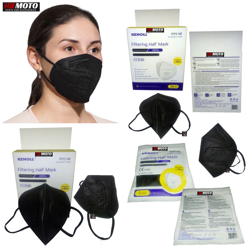 1 Box 40Pcs Masker KN 95 KEHOLL (Hitam) Protective Mask Non Medical/Masker KN95 5PLY/Masker Earloop