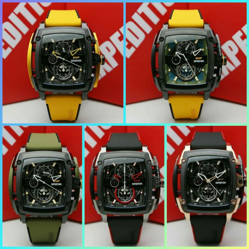 Expedition E 3008 Rubber Jam tangan Pria Analog Cronografh