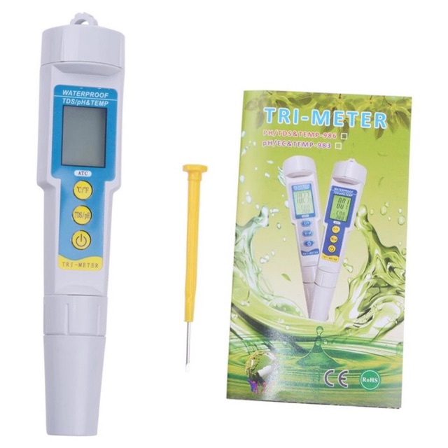 PH + TDS + Temp Meter - Waterproof Backlight ATC - 3 in 1 (986)