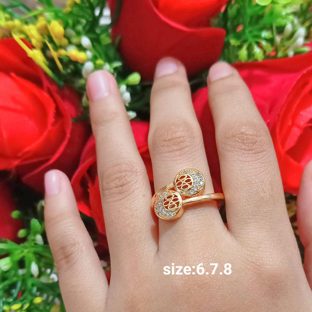 Cincin Dewasa Permata Motif Bola perhiasan wanita Gold dan Silver limited edition (COD)