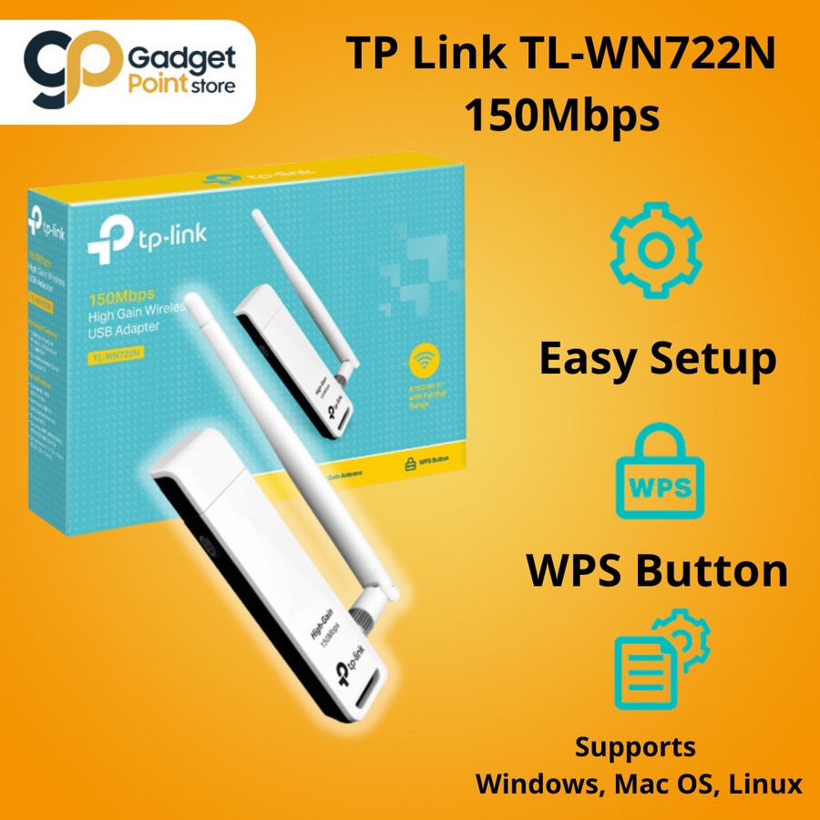 TP-LINK WN722N 150Mbps High Gain Wireless USB Adapter - Garansi 1 Tahun