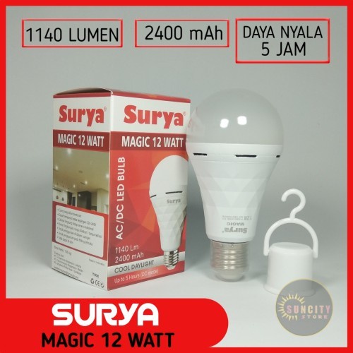 SURYA MAGIC 12 Watt Lampu AC / DC LED Bulb Bohlam 12W Cahaya Putih