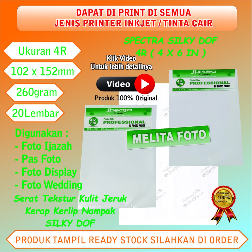 Kertas foto Doff 4R silky Dof paper foto Spectra