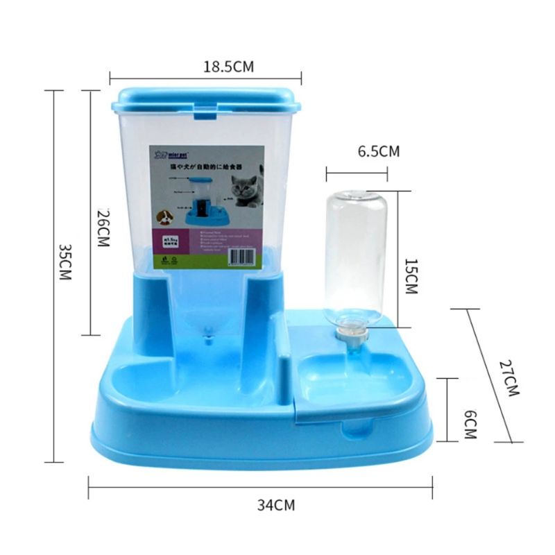 Tempat Makan Anjing Kucing Automatic Pet Food Dispenser PET0640 - Blue--MierrPet Home