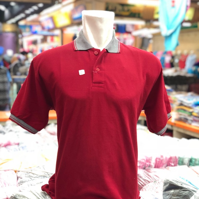 Jual Dxbl Polos Kaos Wangki Kerah Merah Cabe Shopee Indonesia