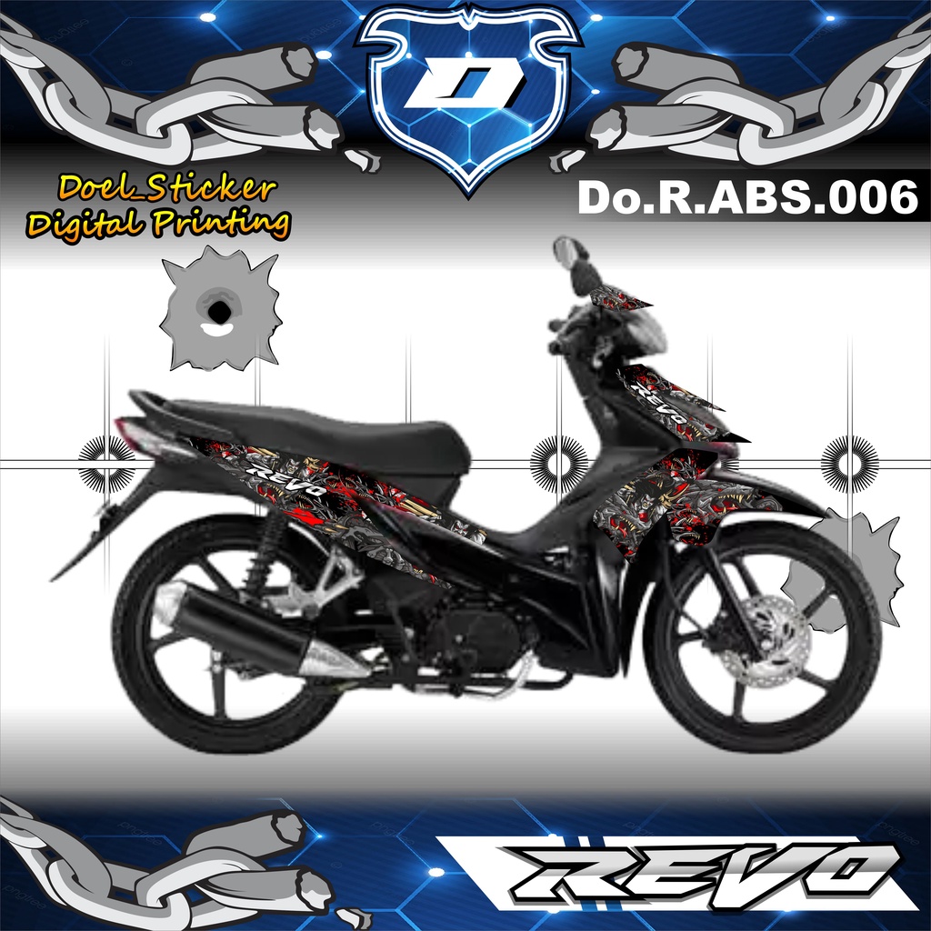 Sticker Striping REVO ABSOLUTE List Variasi Hologram , Crome Doel  006