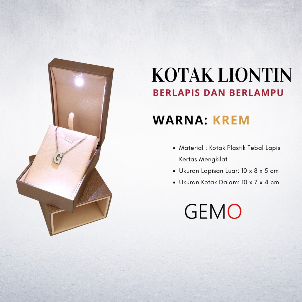 Kotak Liontin Berlapis / Pendant Box dengan Lampu LED Tempat Perhiasan Jewelry Murah Cocok Untuk Gift / Hadiah, Lamaran, Mahar Pernikahan, Hantaran Tunangan, Seserahan Pernikahan