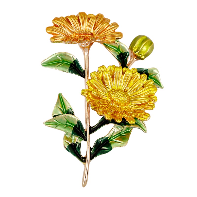 Bros Pin Enamel Bentuk Bunga Daisy Untuk Kerah Kemeja