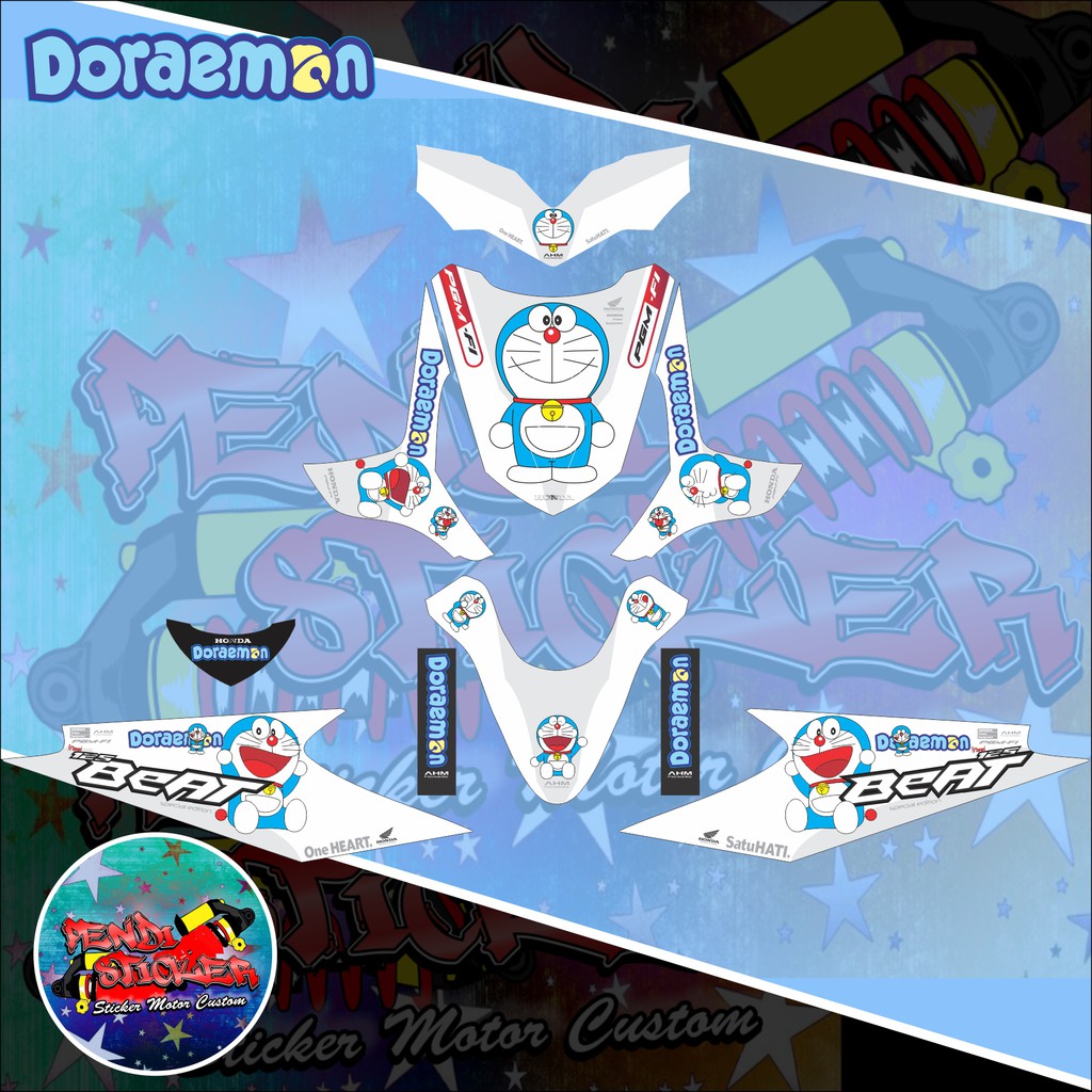 DECAL STICKER HONDA BEAT KARBU DORAEMON PUTIH