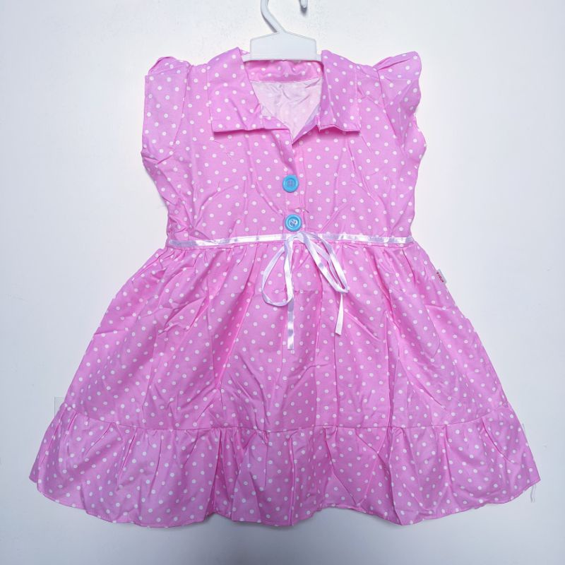 dress anak cewek perempuan 2 3 tahun motif polka ( dress polkatun elsa )