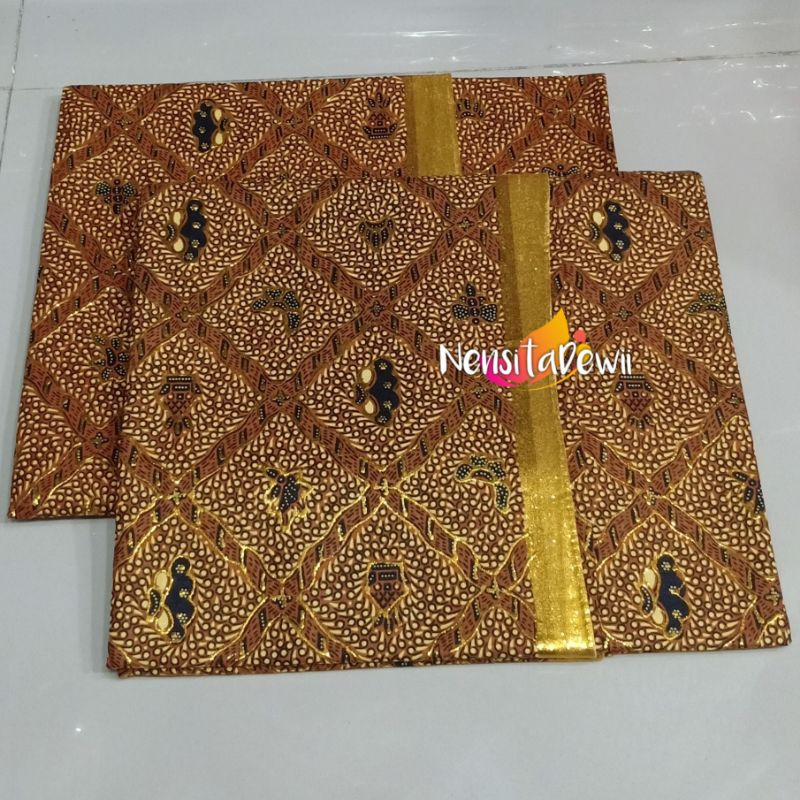 Sepasang Jarik Manten &quot;INSTAN&quot; / Langsung Pakai, Motif Sidomukti - Gold