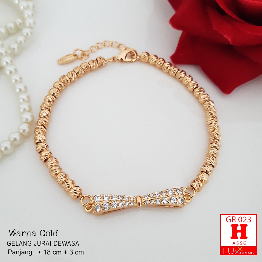 GR 023 Gelang Xuping Wanita Dewasa Permata Sirkon Perhiasan Lapis Emas 18K Pita Yaxiya Luxx Xuping