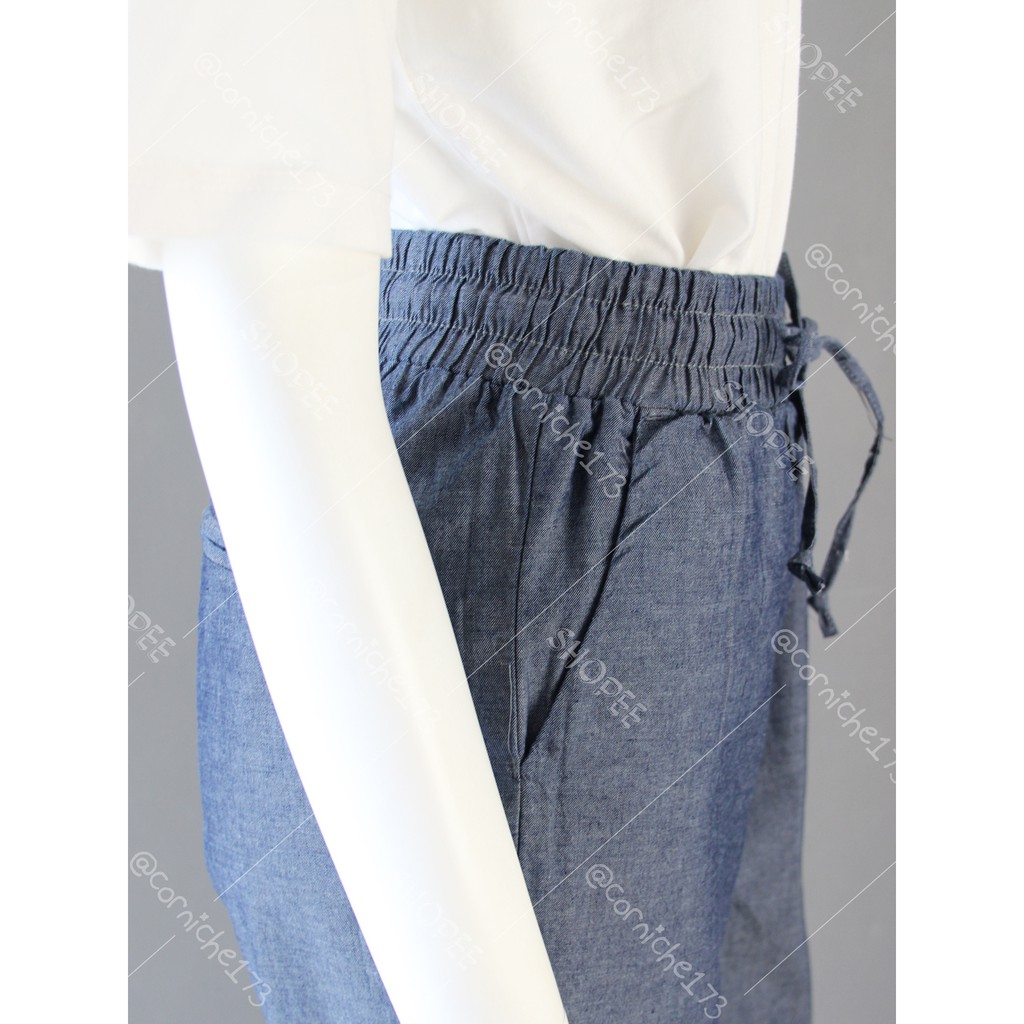 Corniche Chambray Wide Pants Blue - TO90226