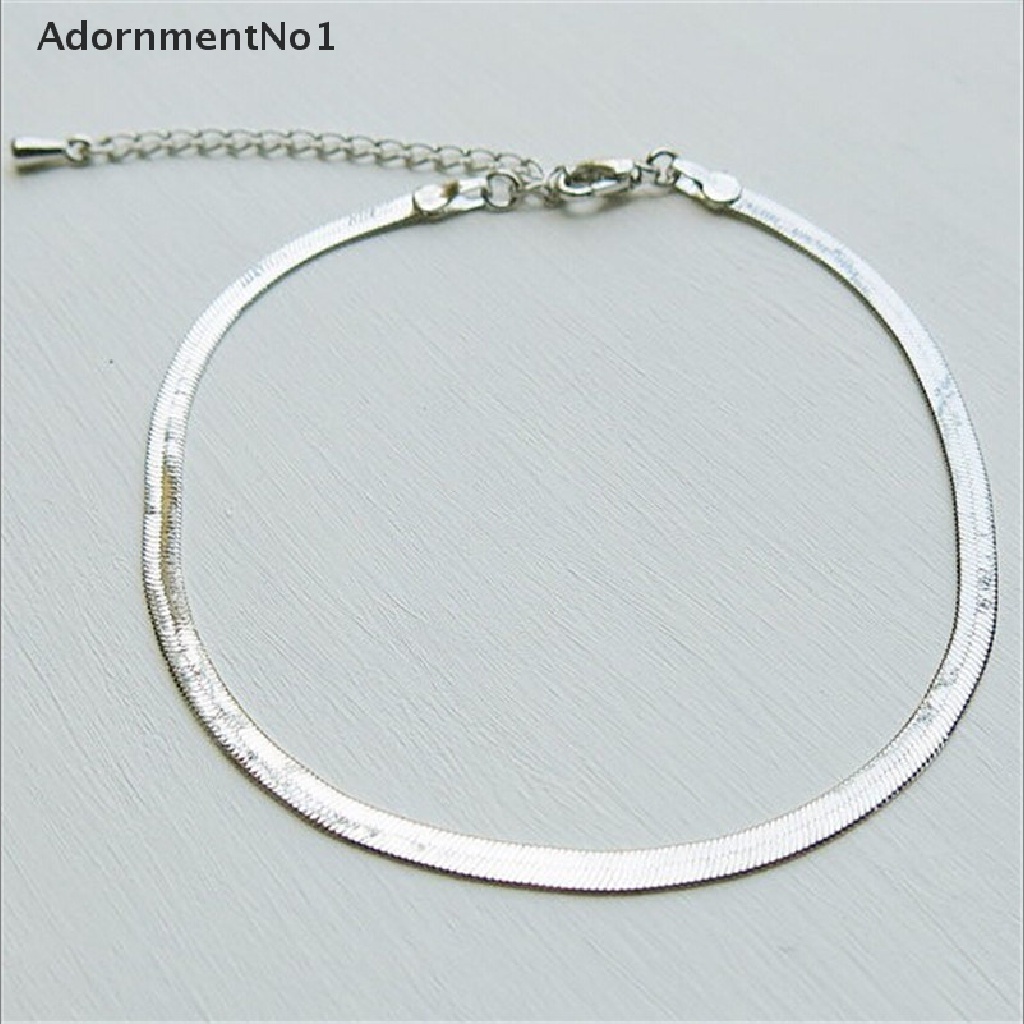 (AdornmentNo1) 1pc Gelang Kaki Rantai Lapis Silver / Gold Untuk Wanita