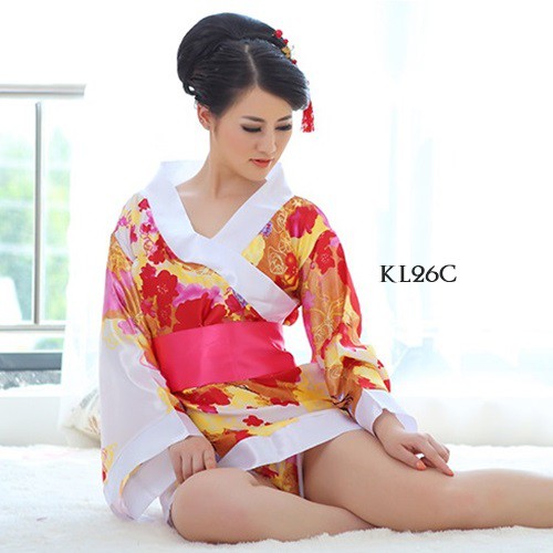 [PRODUK FAVORIT] KIMONO JEPANG BAJU KIMONO WANITA PIYAMA KIMONO PUTIH SABUK PINK KL26C