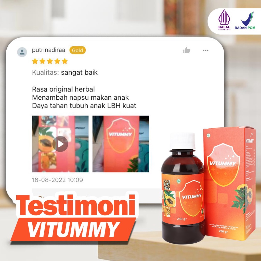Vitummy -  Vitumi Madu Herbal Basmi Cacingan Anak & Dewasa Tingkatkan Nafsu Makan Atasi Perut Buncit Anak Menambah Berat Badan Melancarkan Pencernaan-6