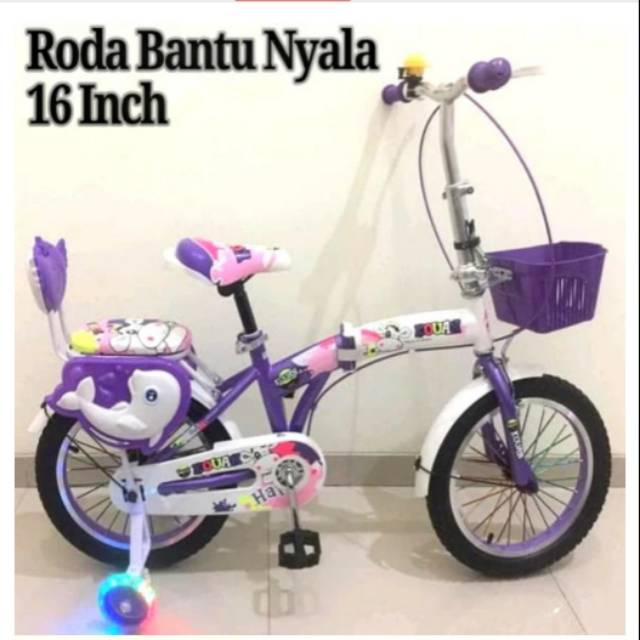 Sepeda Anak Lipat 16 Kouan Lumba2 Roda Bantu Nyala