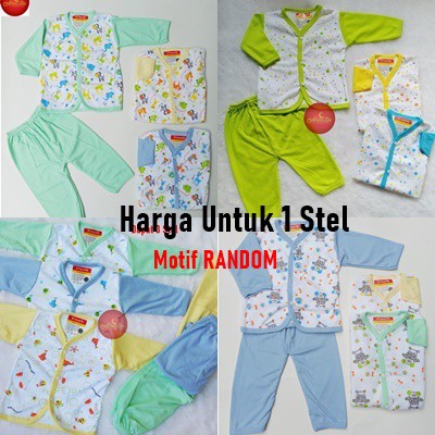 Setelan Baju Bayi / Piyama Panjang Bayi / Baju Bayi Kancing Depan ( 1 Stel )