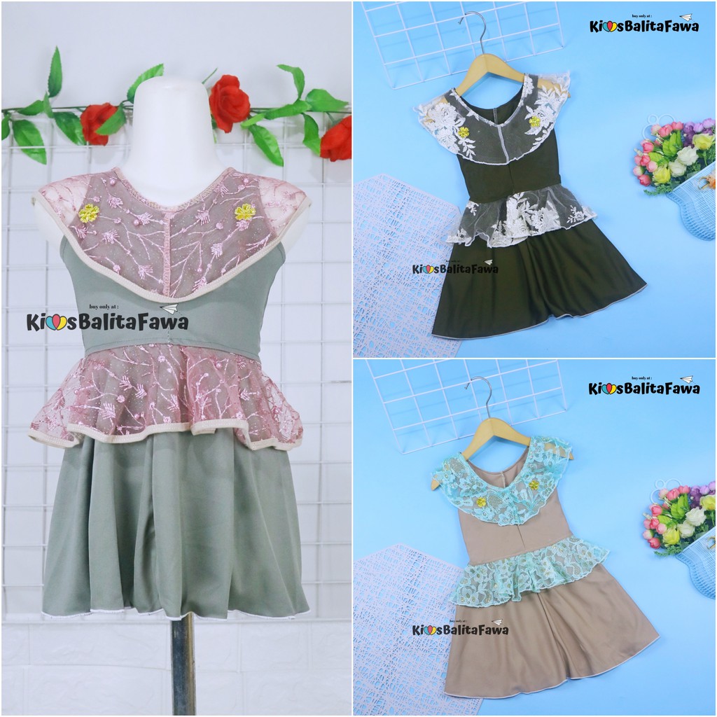 Dress Helen Bayi 3-12 Bulan  / Dres Brukat Baby Anak Perempuan Baju Yukensi Pesta Murah Harian Adem