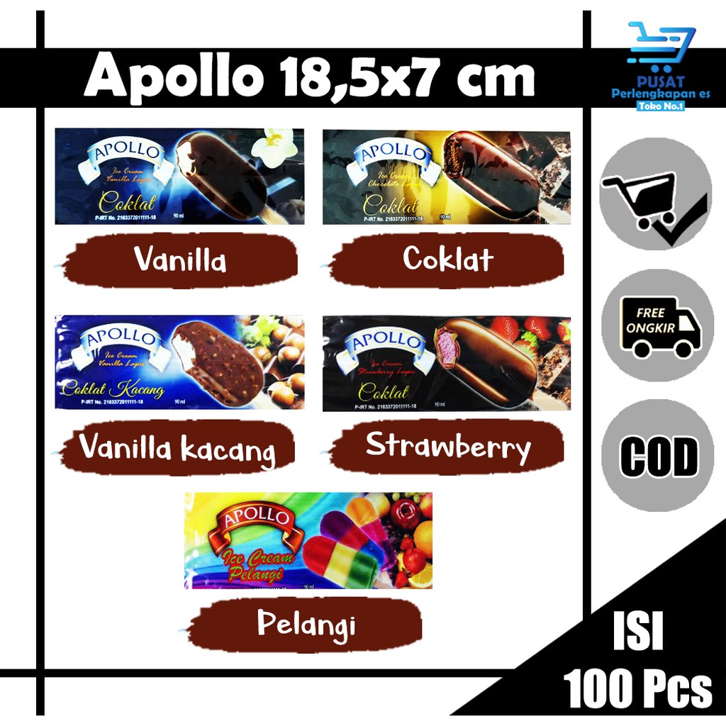 

STIK ES KRIM KEMASAN ES KRIM LOLY APOLO COKLAT 100 PCS BISA COD / BUNGKUS ES KRIM MURAH TEBAL