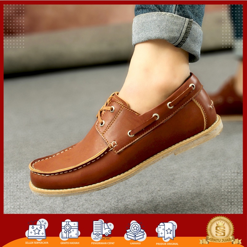 HARGA DISKON - Sepatu Kulit Casual Pria Original Import Kualitas Premium Branded Elegant Warna Tan U