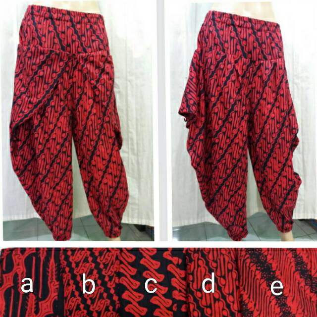 CELANA ALADIN LANGKEP PANJANG OOTD PANTS BATIK MERAH RED PARANG CAP