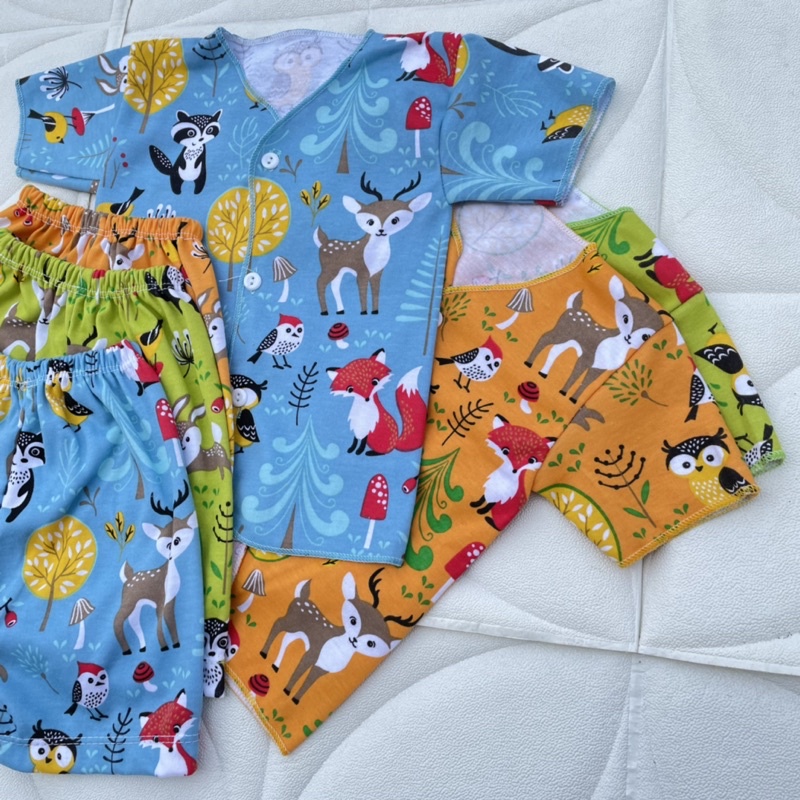 3 PCS Baju Bayi Lengan Pendek + Celana Pendek Bayi Baru Lahir Baju Bayi Setelan Fullprint Bayi Celana Bayi Newborn DNW BABY