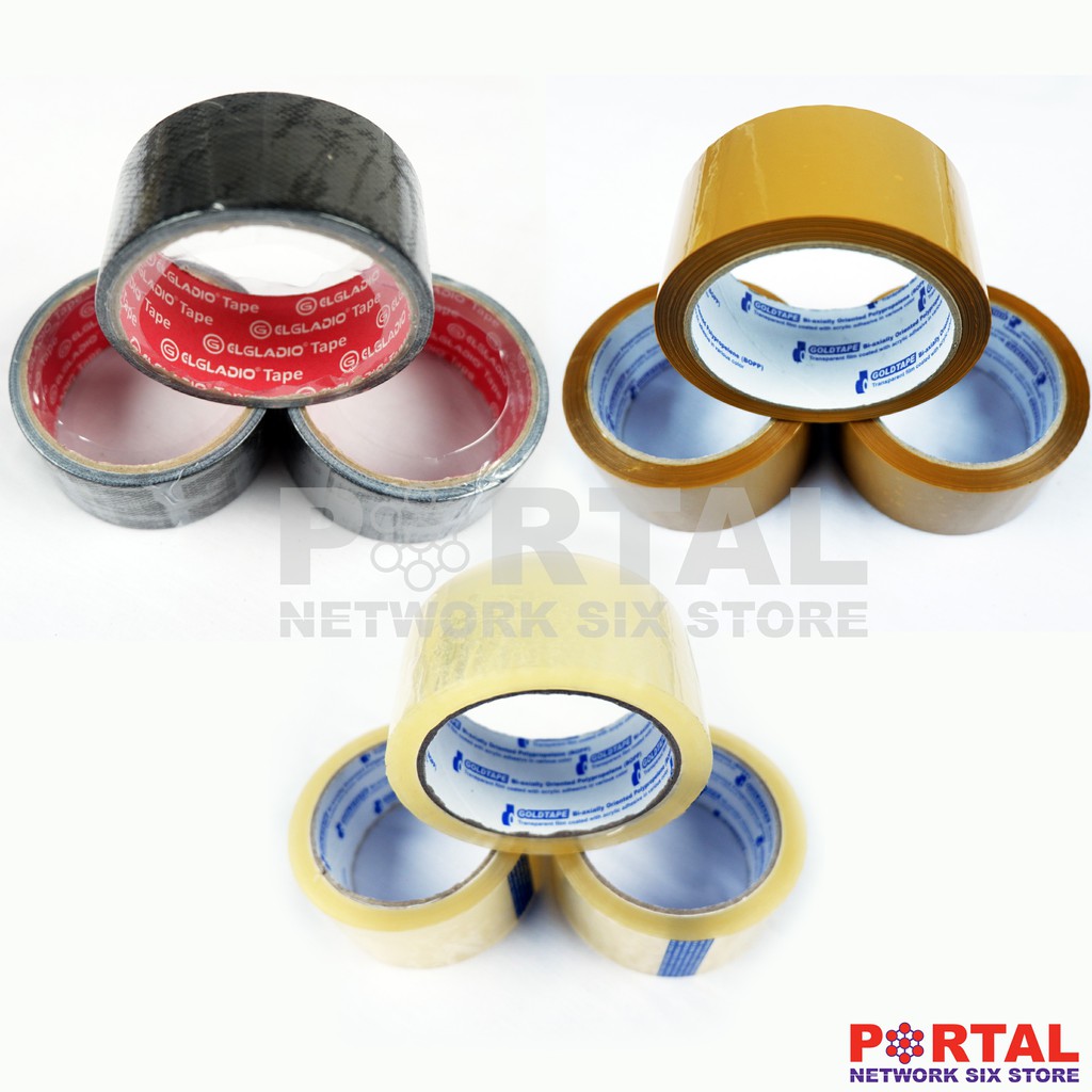

Isolasi Lakban Hitam Coklat Bening GOLDTAPE ELGLADIO
