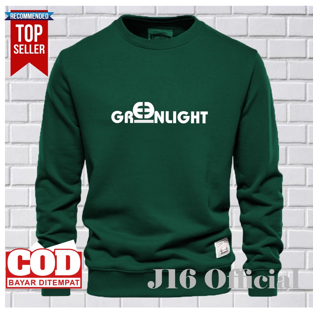 GREENLIGHT CREWNECK Sweater Distro Pria Bahn Fleece Tebal Premium