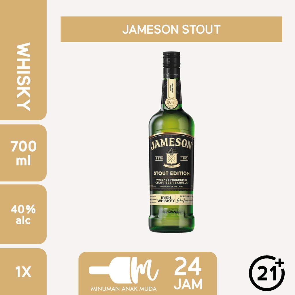 Jameson Stout Edition 700ml Irish Whiskey / Whisky - Minuman Anak Muda