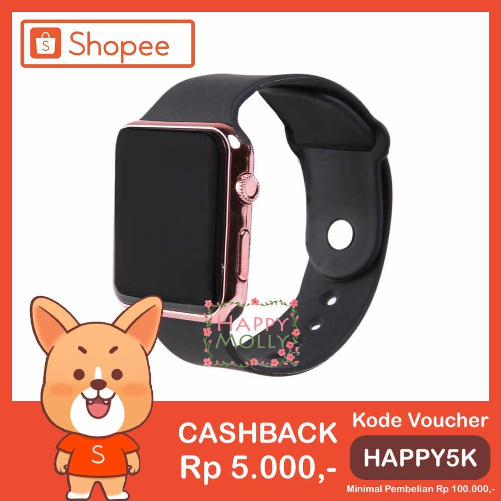 LED Watch [ Black Rose Gold ] Jam Tangan Digital Pria &amp; Wanita - Strap Rubber