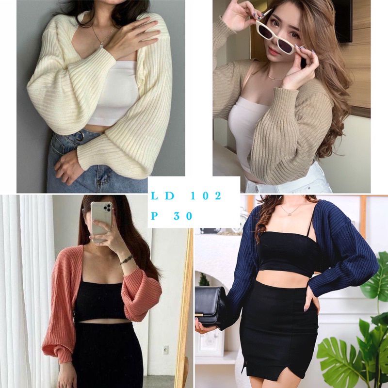 Liam oversize crop cardingan rajut atasan wanita Korea style