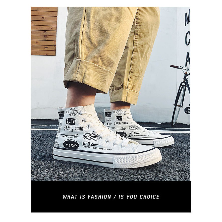 SEPATU TINGGI KANVAS PRIA WANITA IMPORT KEREN CASUAL ORIGINAL REAL PICT UNISEX VENOM SNEAKERS PUTIH