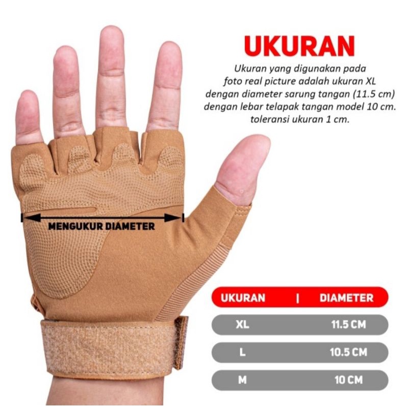 BEST SELLER Sarung Tangan Sepeda Motor Military Tactical Half Glove