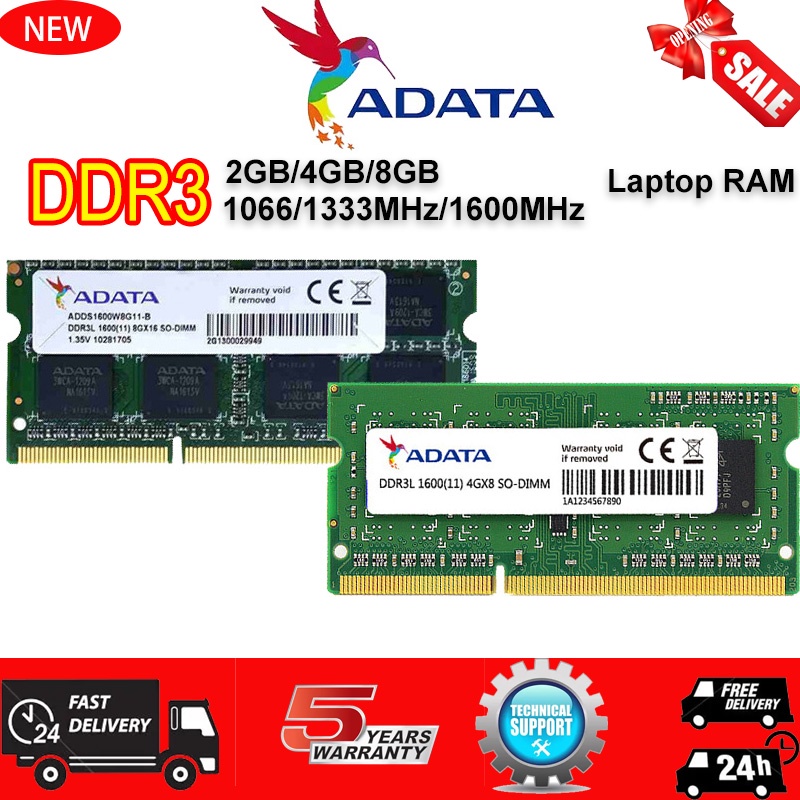 Adata RAM DDR3 DDR3L 1066 1333 1600MHz 2GB 4GB 8GB Untuk Laptopnotebookpc3