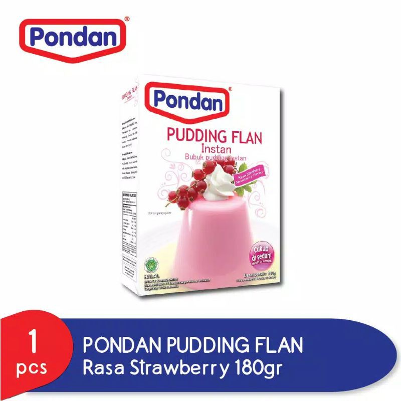 

Pondan Pudding Flan Rasa Strawberry 180gr