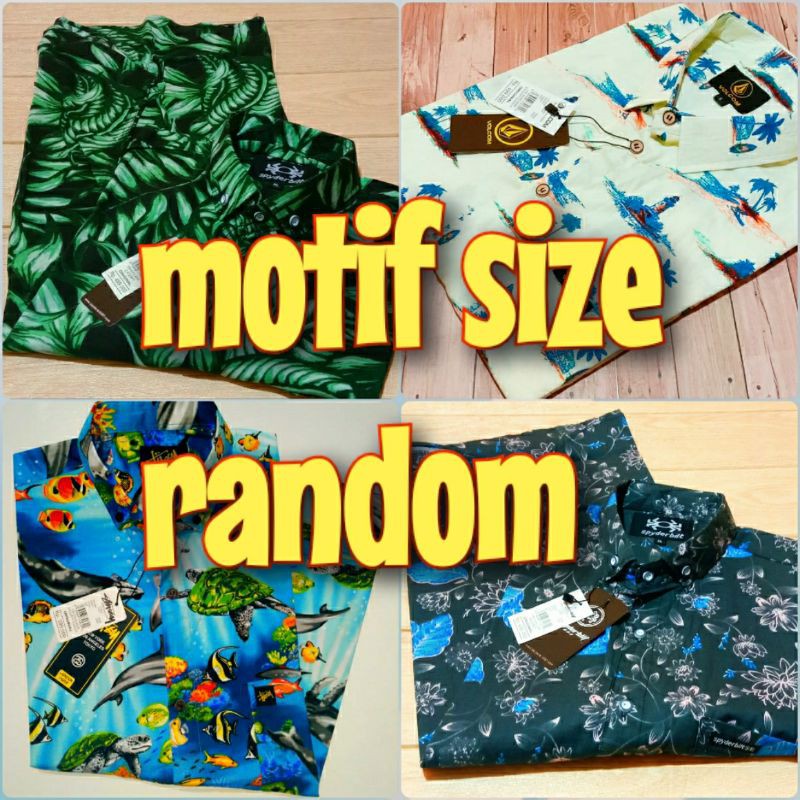 Kemeja pria pendek motif surfing campur minimal 1 lusin