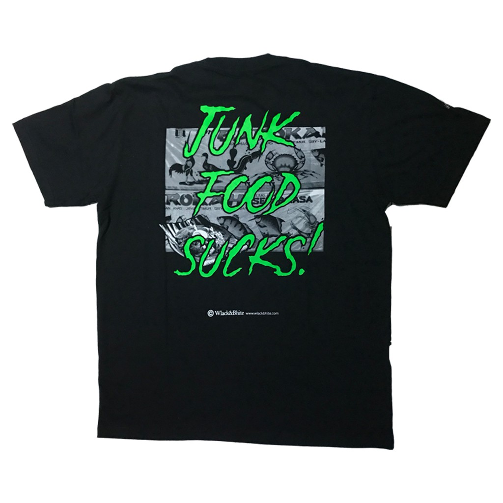 Kaos Pria T - Shirt Junk Food Sucks by Wlack&Bhite