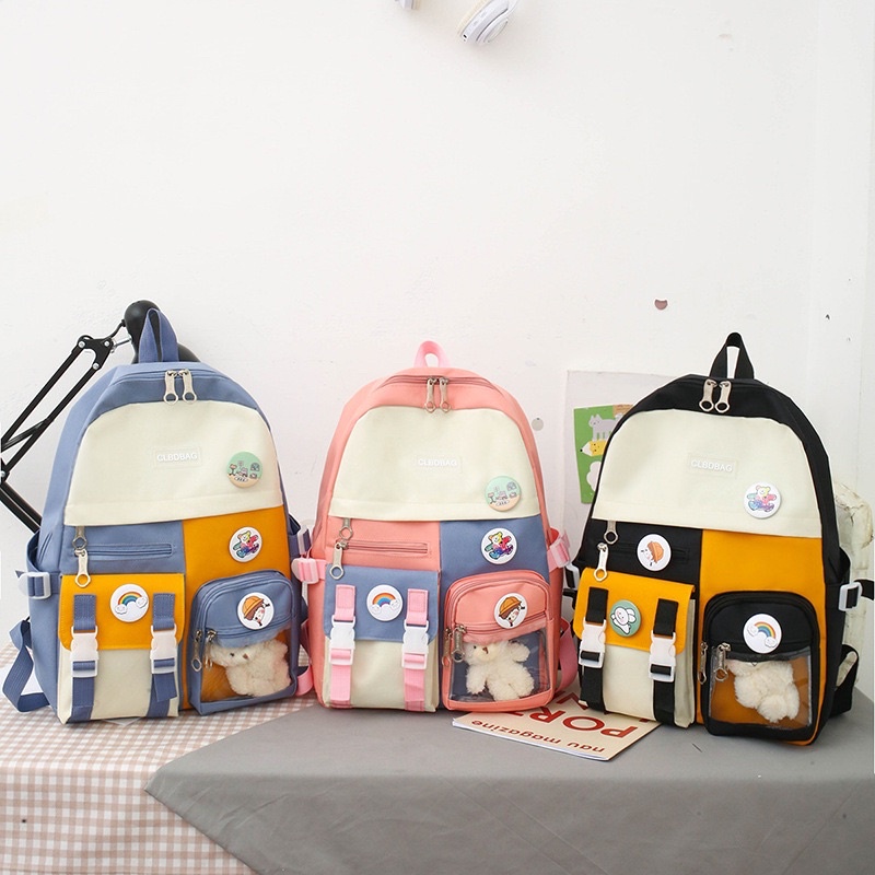 Tas Ransel Anak Sekolah SD SMP SMA Perempuan fashion ORIGINAL backpack wanita impor set 4 in 1 tanpa boneka