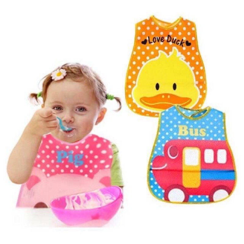 Slabber Plastik Celemek Makan Bayi Baby Bib Slaber Waterproof