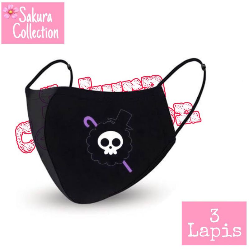 Masker Kain 3 ply Lapis / Scuba Anak Dewasa / Earloop - Anime One Piece
