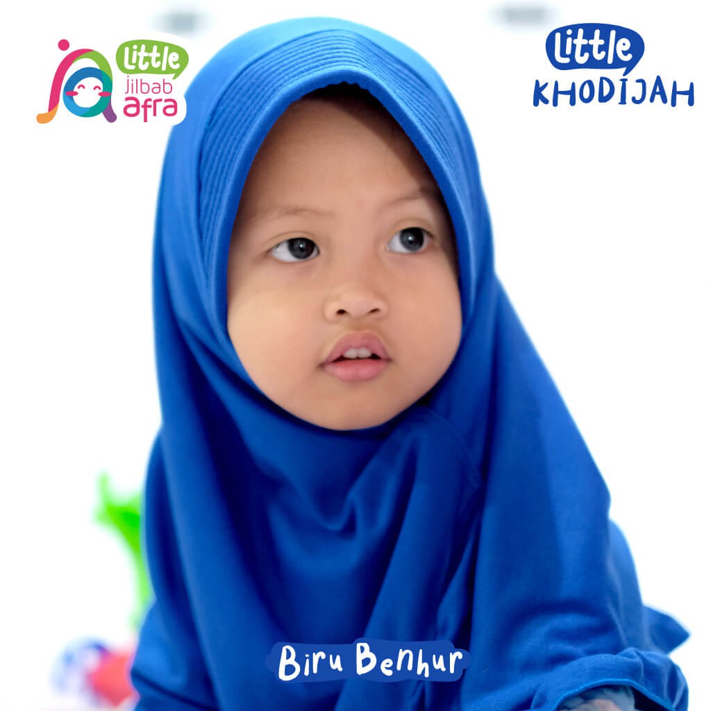 Jilbab Instan Anak Little Khodijah Biru Benhur - Little Jilbab Afra - Bahan Kaos, Adem &amp; Lembut