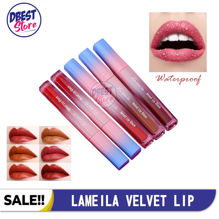 Lipstik Matte Anti Air Dan Tahan Lama Lameila Velvet Lip Glaze - Lipstik Tahan Lama Anti Air 24 Jam Korea - Lipstik Ala Korea / Lipstick Lip Cream Lip Balm Lipgloss - 6 Variasi Warna Matte