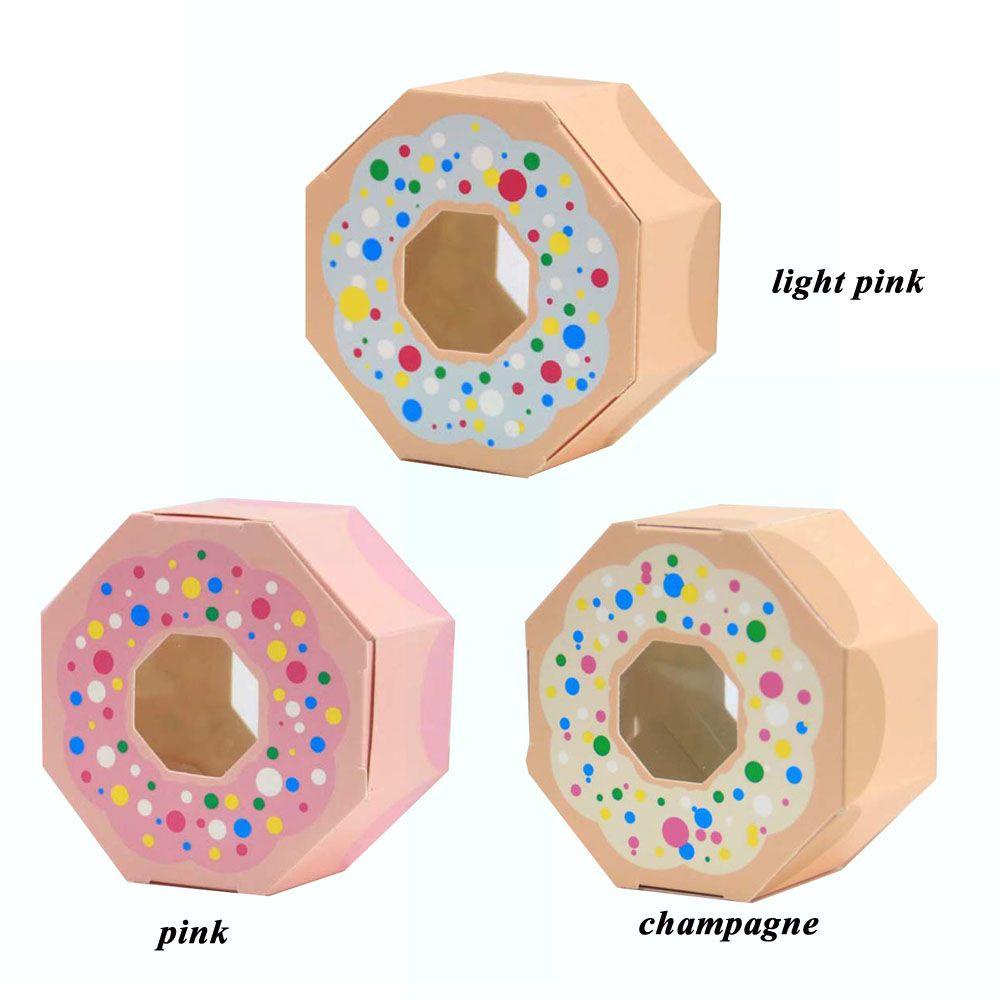 Solighter 10 Pcs Donat Candy Box Dekorasi Pesta Ulang Tahun Kertas Kraft Perlengkapan Pernikahan Kemasan Coklat Case