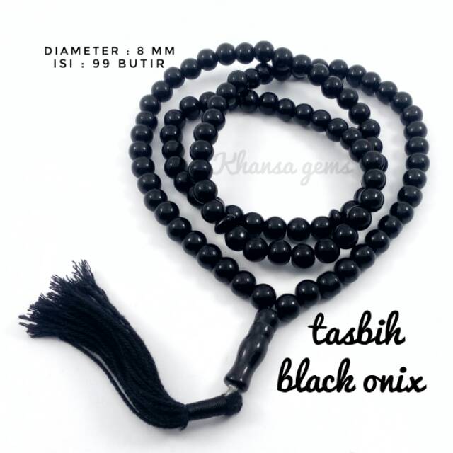 TASBIH BATU BLACK ONIX HITAM LEGAM DIM 8 MM ISI 99 BUTIR PERLENGKAPAN IBADAH SHOLAT DZIKIR FASHION MUSLIM