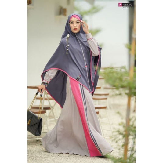 SET GAMIS SYARI AULIA FASHION ALAYYA CLOUD GREY COCOK REMAJA DEWASA BUSUI BUMIL
