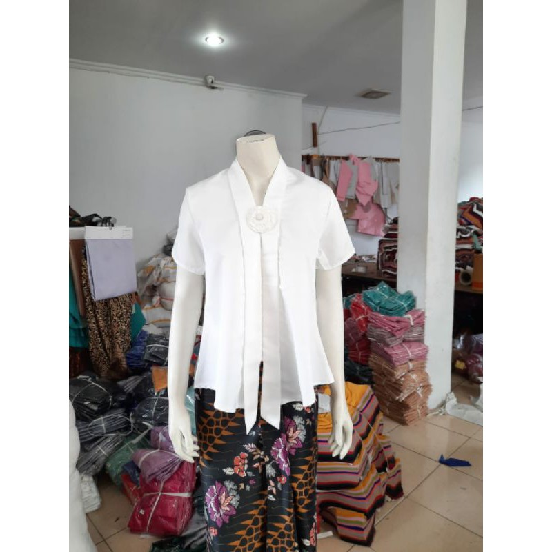 (Pd92/100) Kebaya Floy kutubaru kartini encim PENDEK BALOTELI busui KeroncongBusana (PDK)-Putih