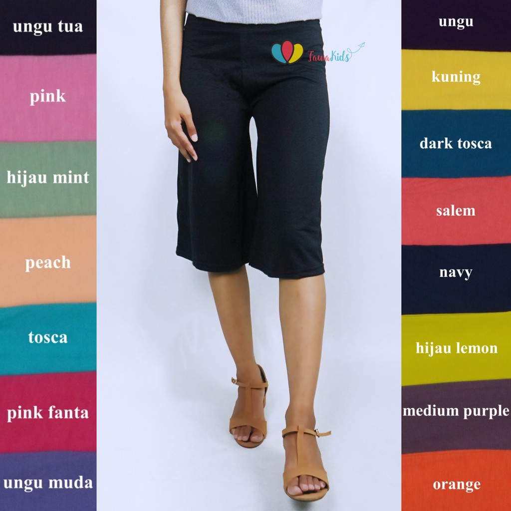 (Bahan Kaos) Kulot Polos fit to L / Celana Cullotes Pants Pendek Wanita Remaja Murah Adem