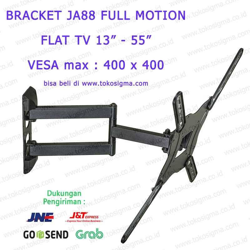 WALL BRACKET FULL MOTION JUMBO for FLAT TV 13 - 55 IN DUAL ARM X-400